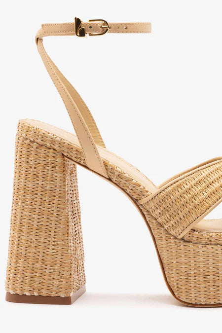 KALEAMYR Dolly X Platform Sandal In Natural Raffia