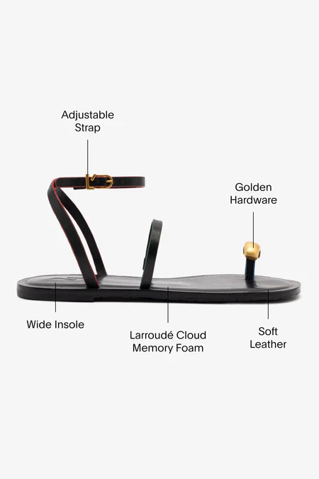 KALEAMYR Biarritz Flat Sandal In Black Leather