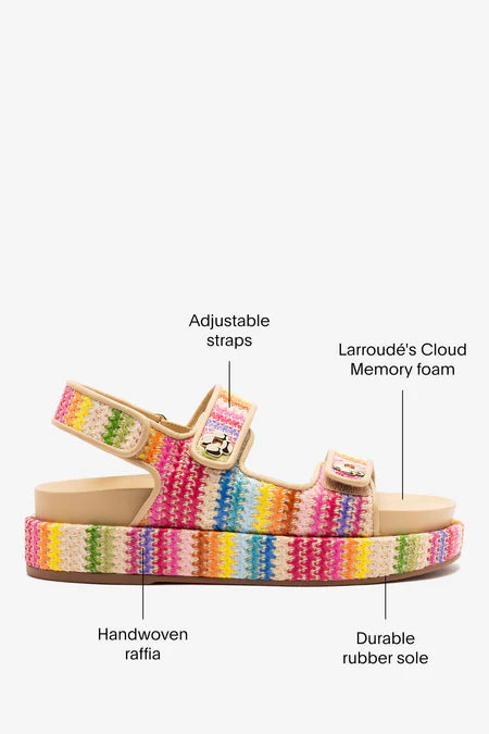 KALEAMYR Jetty Sandal In Rainbow Raffia and Beige Leather