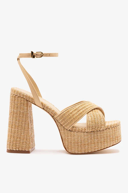 KALEAMYR Dolly X Platform Sandal In Natural Raffia