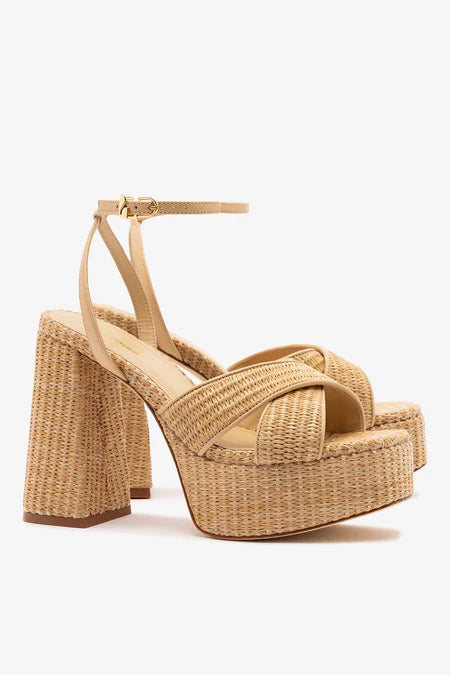 KALEAMYR Dolly X Platform Sandal In Natural Raffia