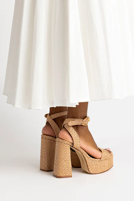 KALEAMYR Dolly Verona Sandal In Beige Leather and Natural Raffia