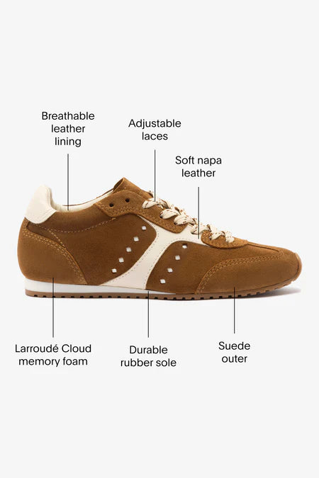 KALEAMYR Stella Sneaker In Russet Suede and Ivory Leather