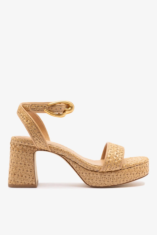 KALEAMYR Dolly Verona Low Sandal In Natural Raffia and Beige Leather