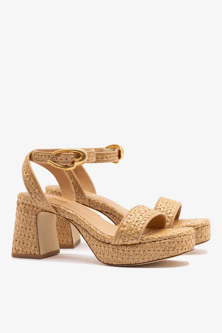 KALEAMYR Dolly Verona Low Sandal In Natural Raffia and Beige Leather