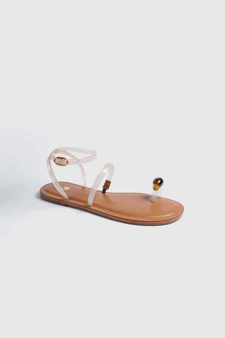 KALEAMYR Biarritz Jelly Flat Sandal In Ivory Vinyl