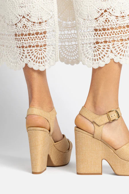 KALEAMYR Cher Sandal In Beige Raffia