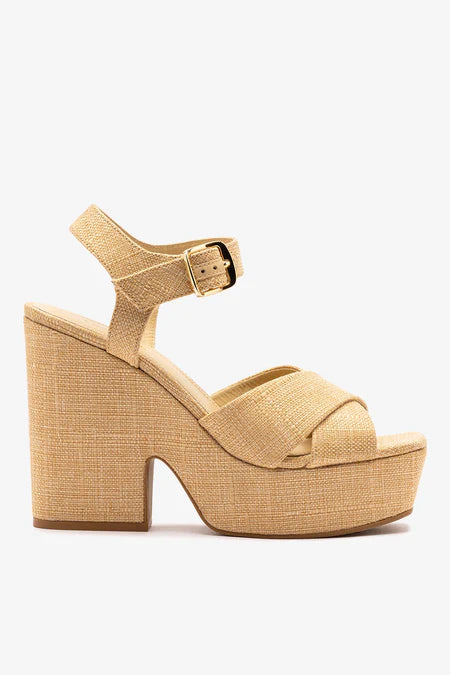 KALEAMYR Cher Sandal In Beige Raffia