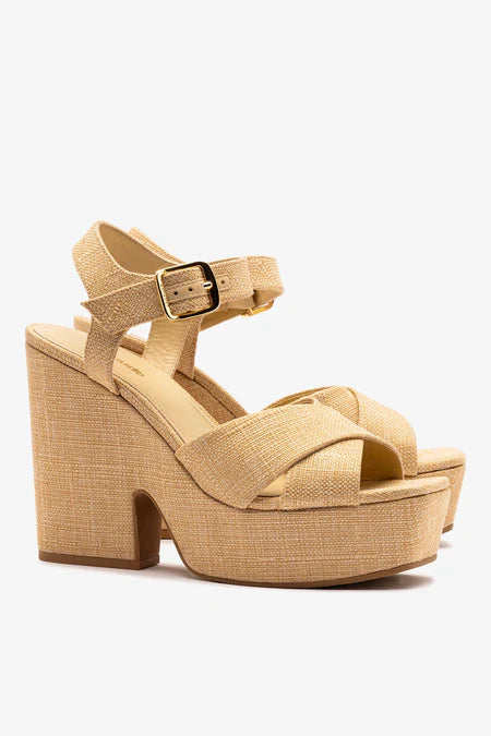 KALEAMYR Cher Sandal In Beige Raffia